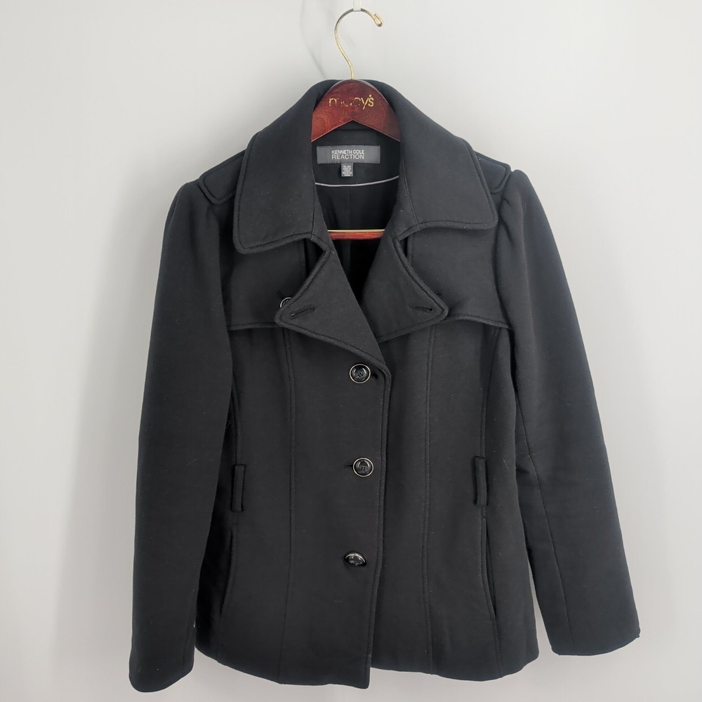 Kenneth‎ Cole Reaction Long Sleeve Button Front Winter Coat Black Size XL